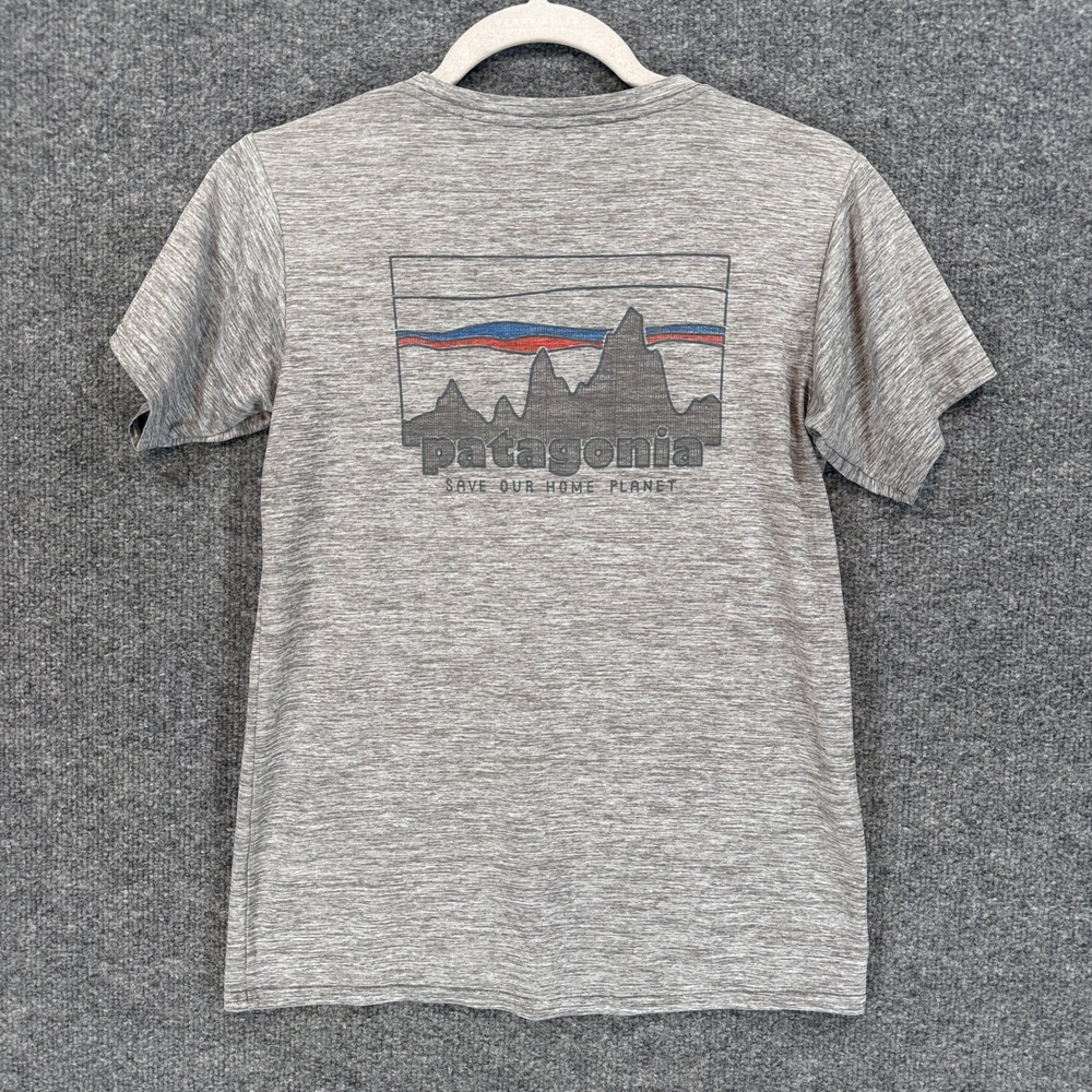 Patagonia Capilene Shirt Womens XS Gray Graphic Hiking Tee Cool Dry Tshirt